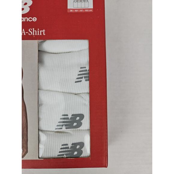 New Balance 4 pack Tanks Men's Size Medium White Ribbed Under Shirts Vests - Picture 2 of 4